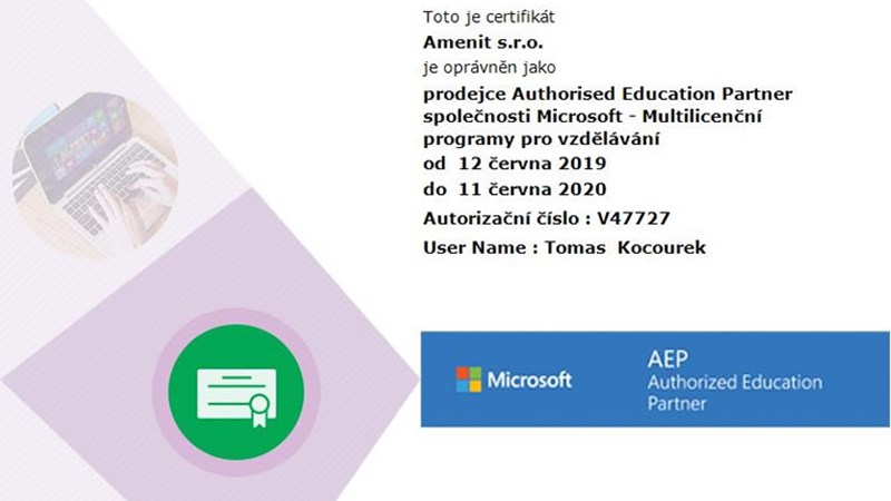 Naše společnost je opět Microsoft Authorised Education Reseller
