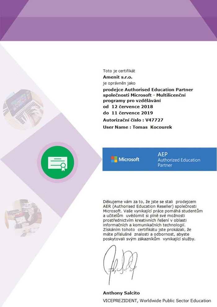 Microsoft Authorized Education Partner 2018
