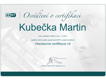 ESET Všeobecná certifikace 2010