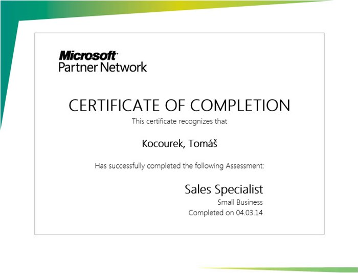 Microsoft Sales Specialist Small Business 2014