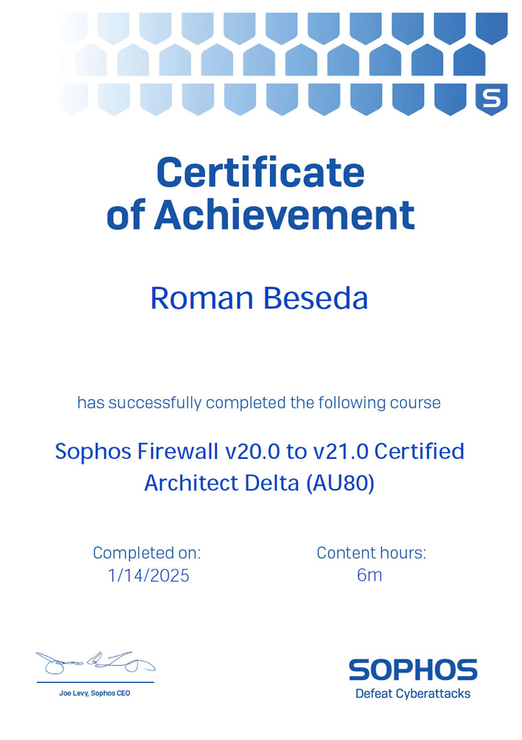 Sophos Firewall Certified Architect Delta 2025
