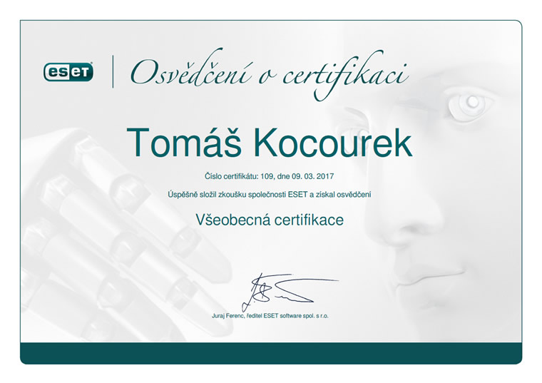 ESET Všeobecná certifikace 2017