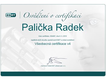 ESET Všeobecná certifikace 2010