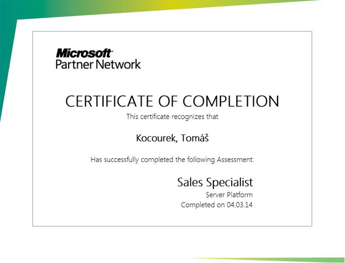 Microsoft Sales Specialist Server Platform 2014