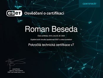 ESET Pokročilá technická certifikace v7 2020