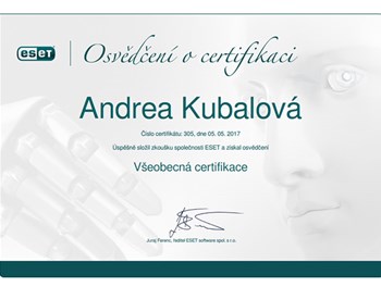 ESET Všeobecná certifikace 2017