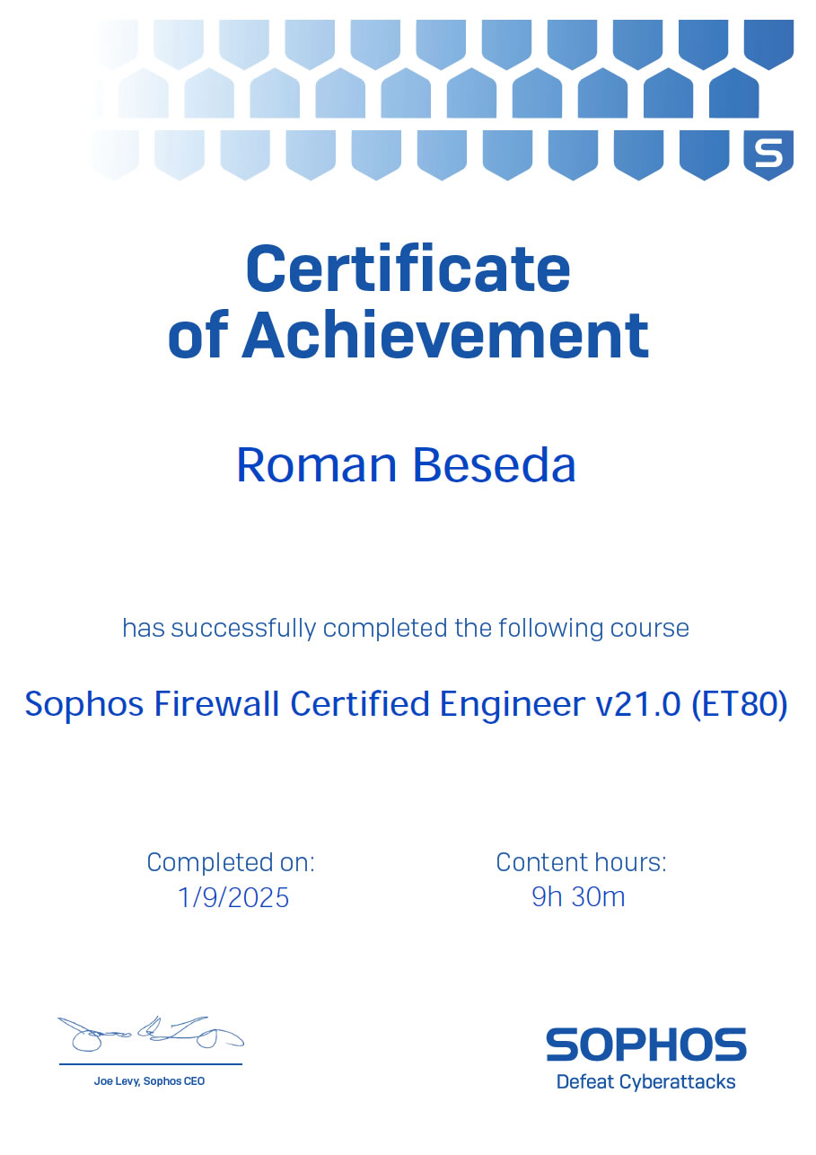 Sophos Firewall Certified Engineer 2025