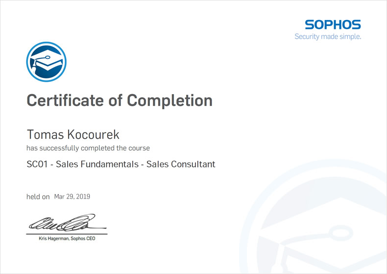 Sophos Sales Consultant 2019