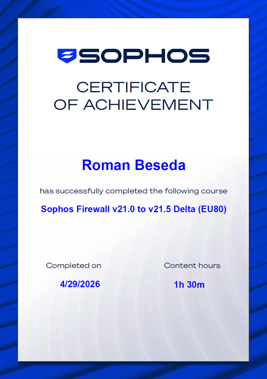 Sophos Firewall v21.0 to v21.5 Delta (EU80)