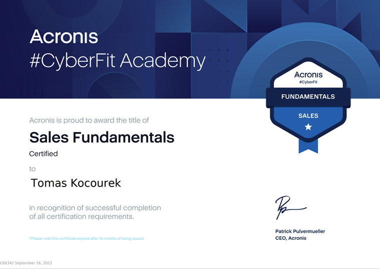 Acronis Sales Fundamentals 2022
