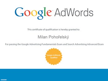 Google Adwords Certifikát Inzerce ve vyhledávací siti 2011
