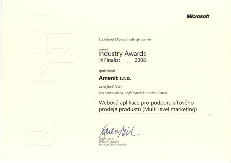 Microsoft Industry Awards Finalist I 2008