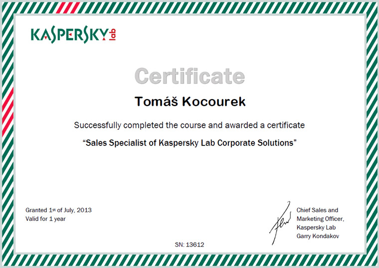Kaspersky Sales Specialist 2013