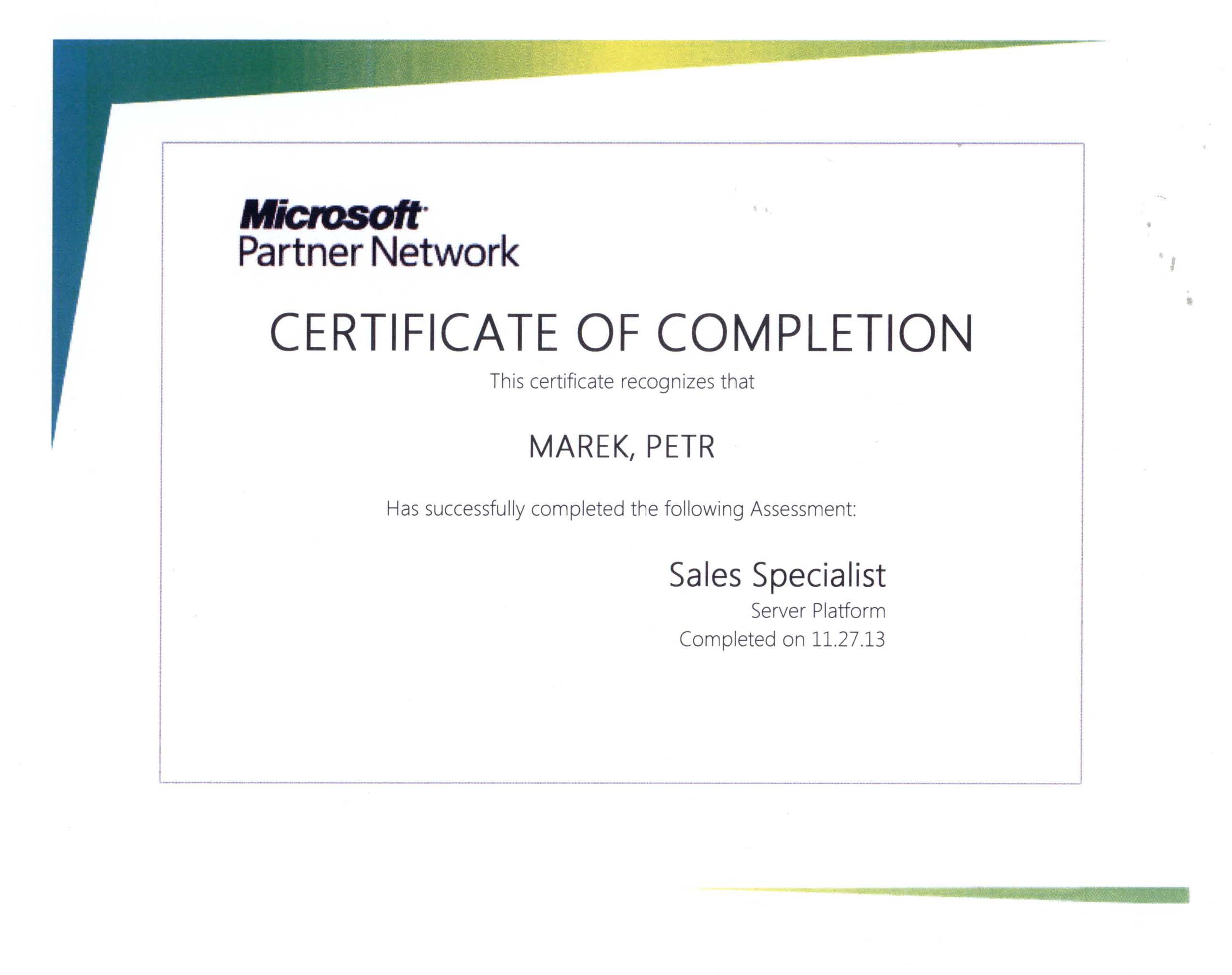Microsoft Sales Specialist Server Platform 2013
