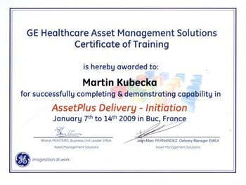 GE Certificate of Training Asset MS 2009
