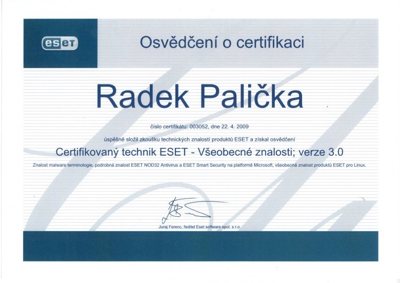 ESET Certifikovaný technik 2009