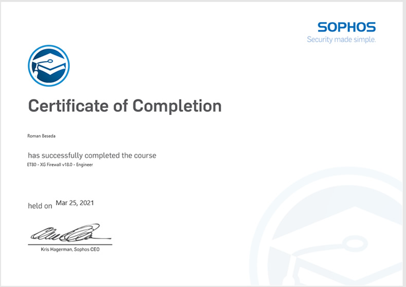 Sophos XG Firewall - Engineer 2021