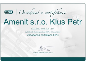 ESET Všeobecná certifikace 2010