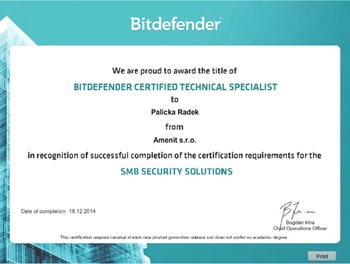 Bitdefender Certified Technical Specialist 2014