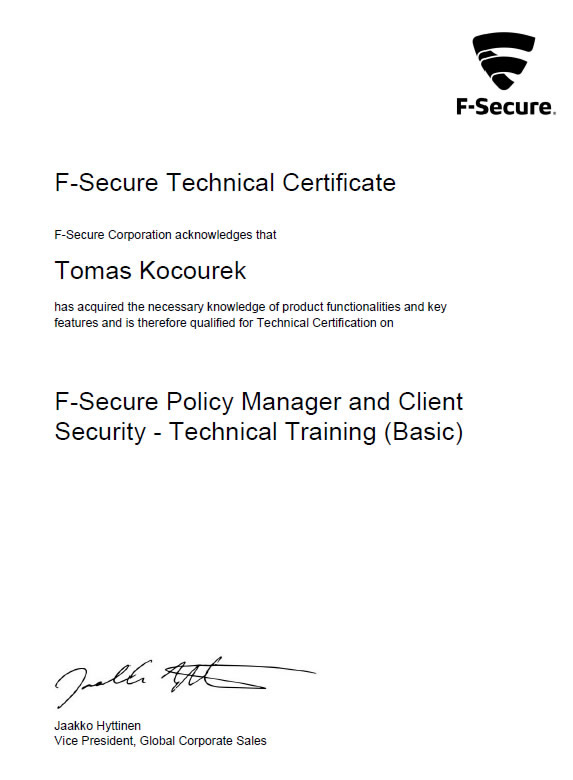 F-Secure Policy Manager and Client Security 2017