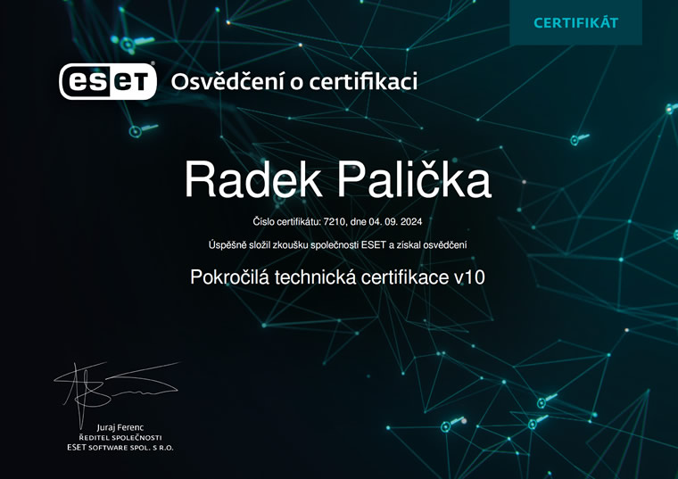 ESET Pokročilá technická certifikace 2024