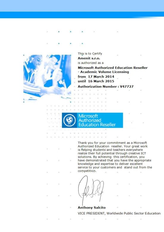 Microsoft Authorized Education Reseller 2014
