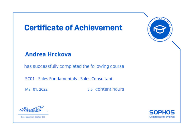 Sophos Sales Fundamentals Sales Consultant 2022