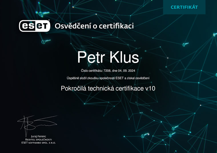 ESET Pokročilá technická certifikace 2024