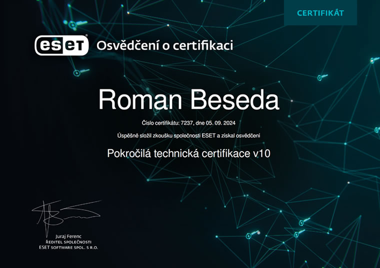 ESET Pokročilá technická certifikace 2024