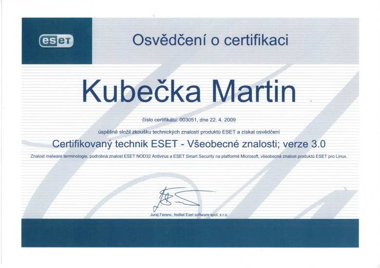 ESET Certifikovaný technik 2009
