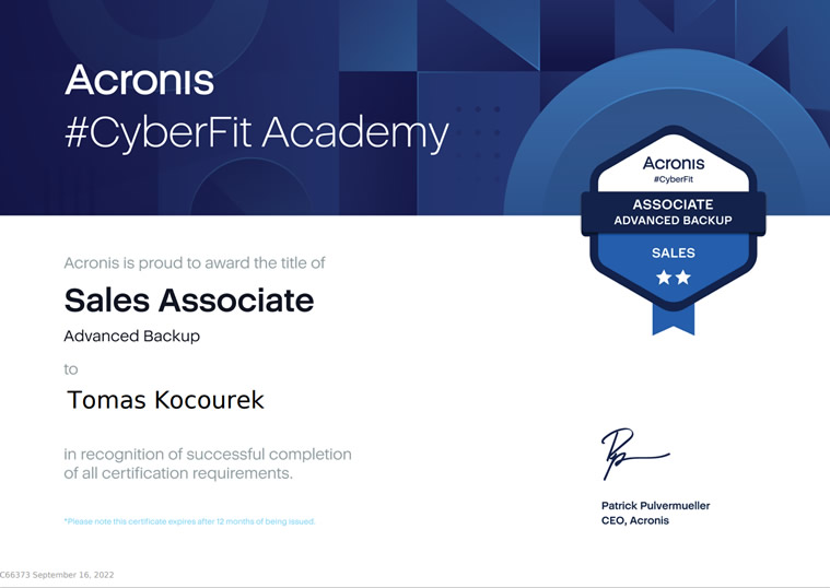Acronis Sales Associate Backup 2022