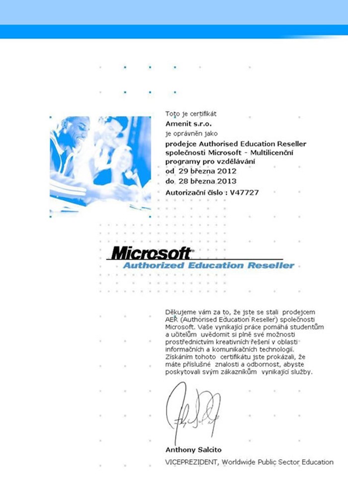 Microsoft Authorized Education Reseller 2012