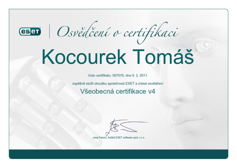 ESET Všeobecná certifikace 2011