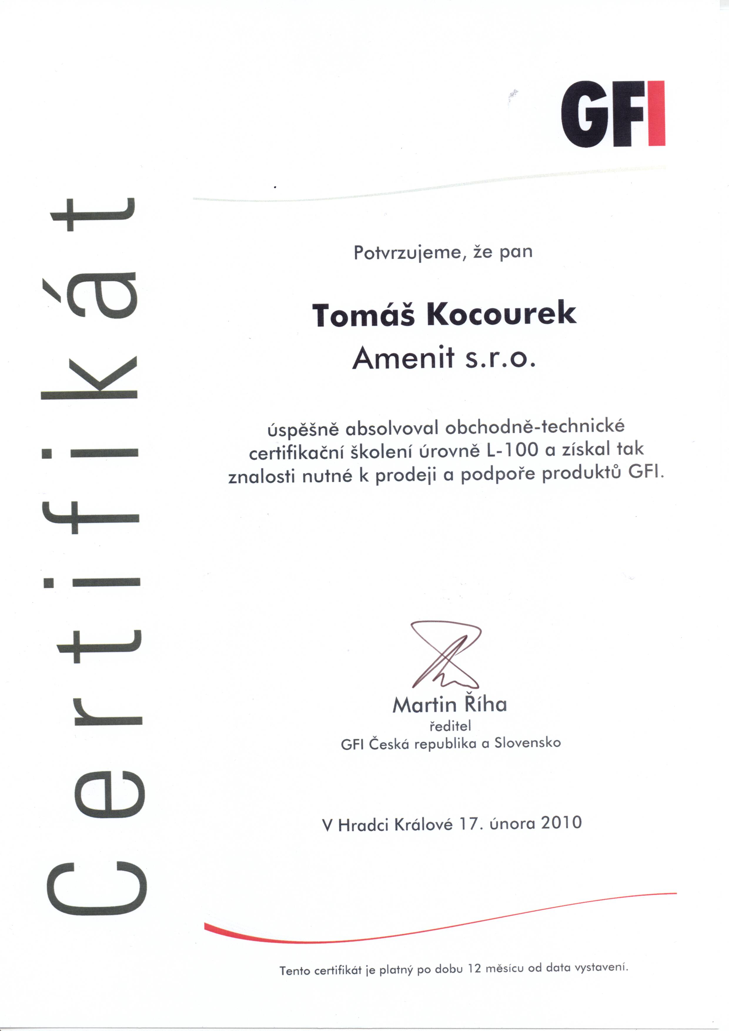 GFi Obchodně technická certifikace