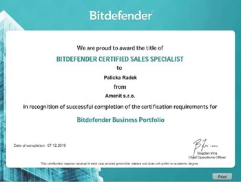 Bitdefender Certified Technical Specialist 2015