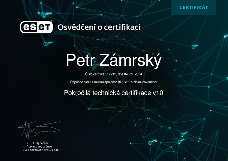 ESET Pokročilá technická certifikace 2024
