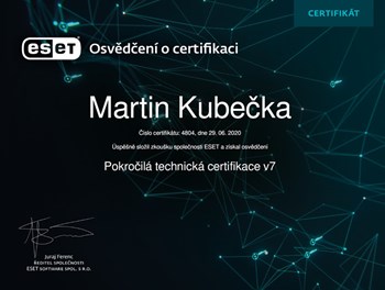 Eset pokročilá technická certifikace 2020