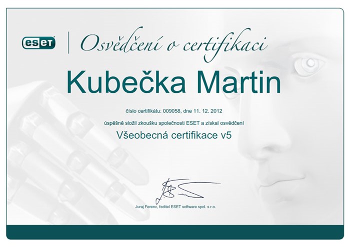 ESET Všeobecná certifikace 2012