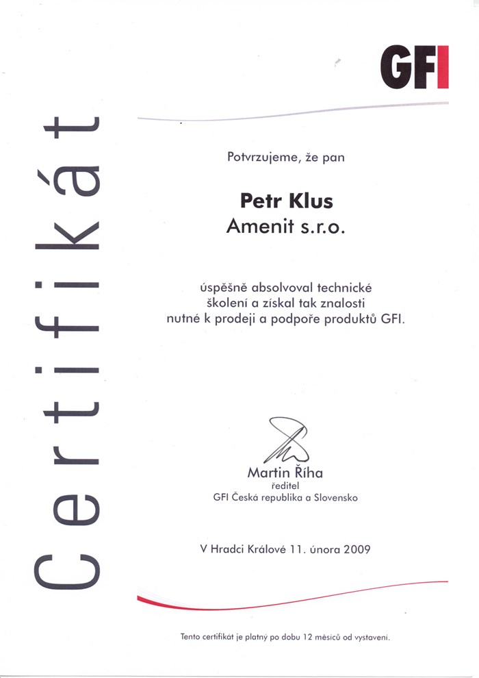GFi Technická certifikace 2009