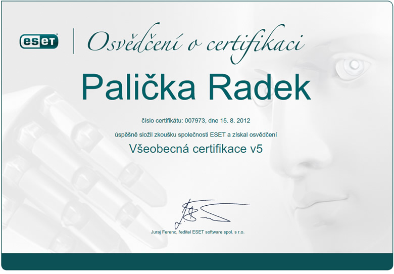 ESET Všeobecná certifikace 2012