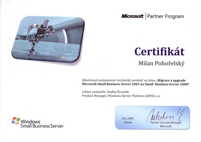 Microsoft Windows SBS Migrace a Upgrade 2009