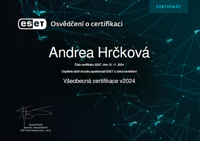 ESET Všeobecná certifikace 2024