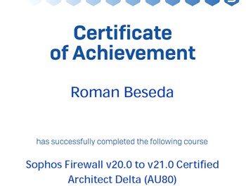 Sophos Firewall Certified Architect Delta 2025