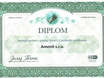 ESET Nejlepší partner v prodeji licencí s Cloud Sandboxem 2021