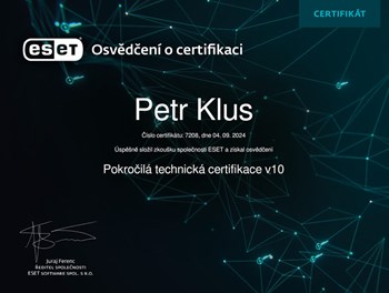 ESET Pokročilá technická certifikace 2024