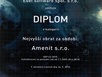 ESET Největší prodejce v ČR za rok 2010