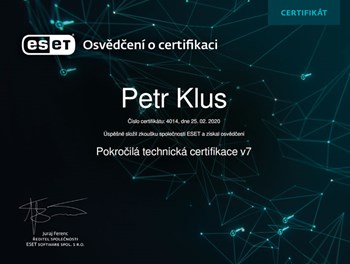 ESET Pokročilá technická certifikace v7 2020